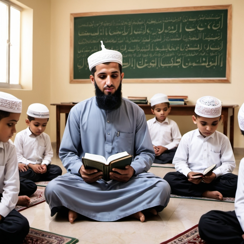 Teacher helping students with their Hifz lessons